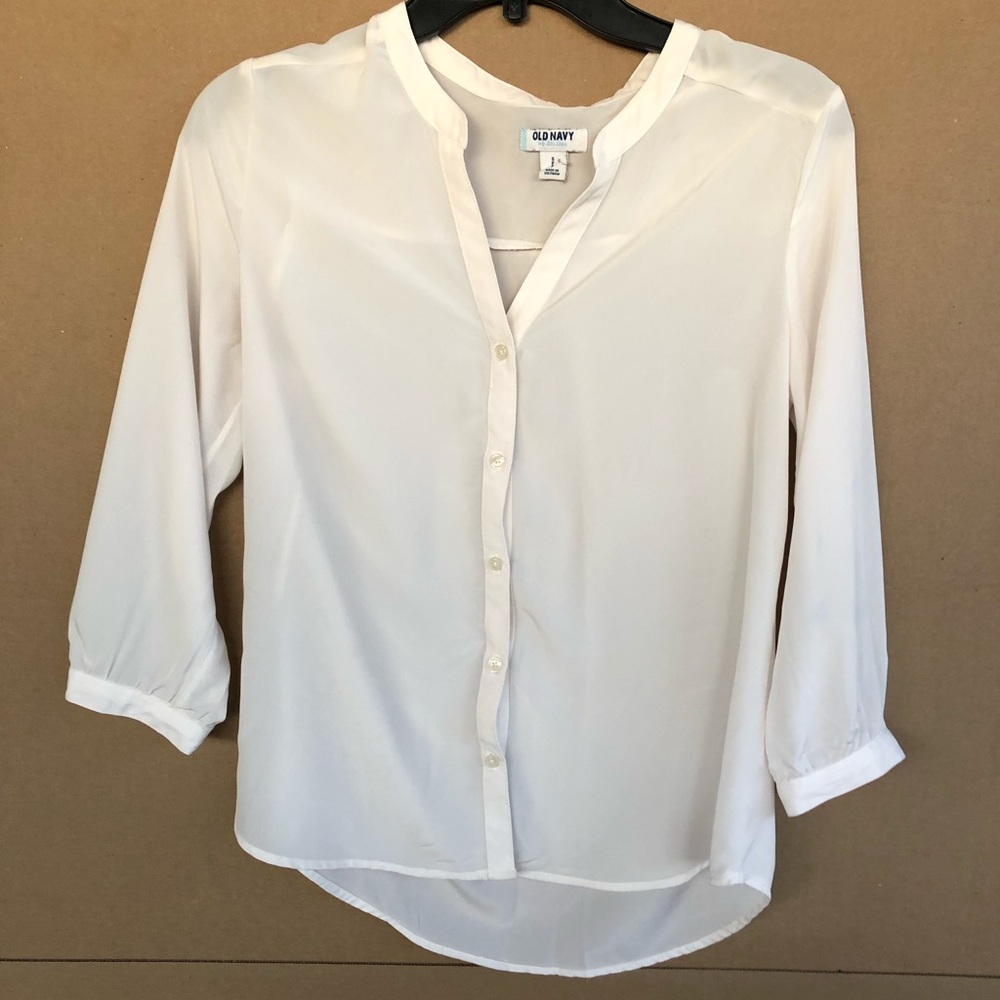 3/4 sleeve white blouse